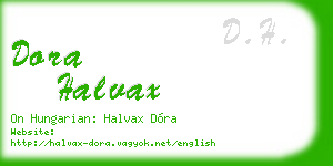 dora halvax business card